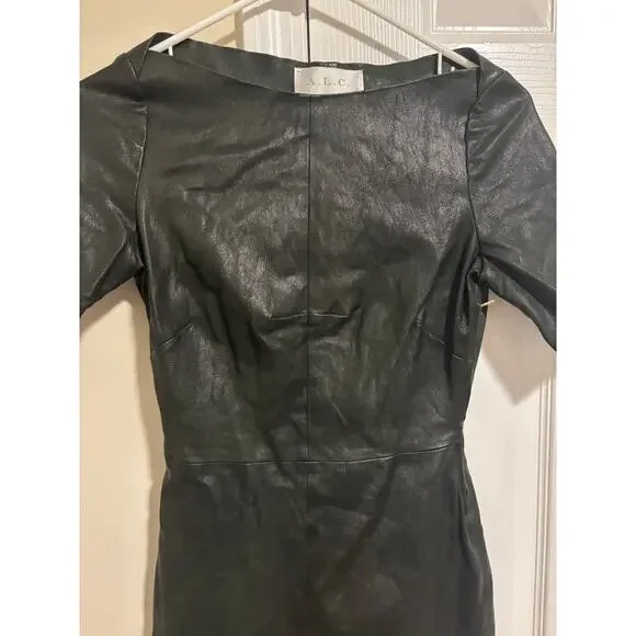 A.L.C leather black and brown mini dress sz 6 Mini